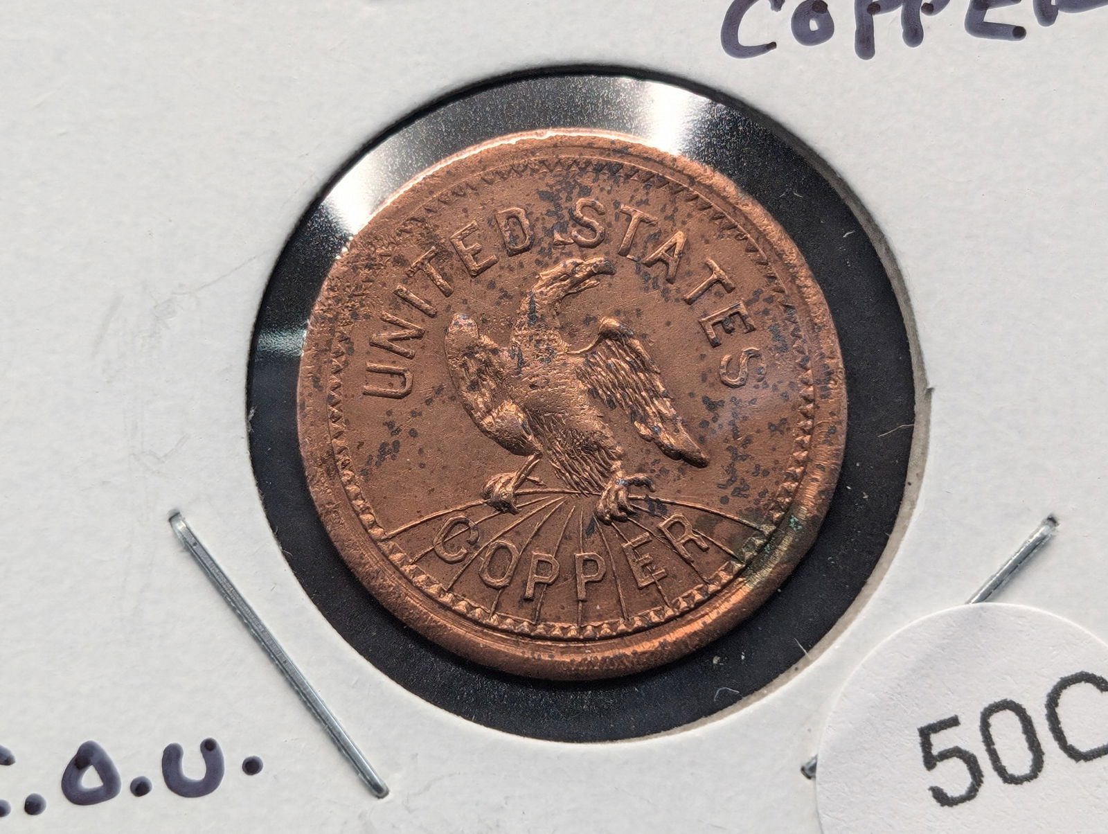 Civil War Token.  United States Copper.  I.O.U. 1 Cent. (1 of 3)