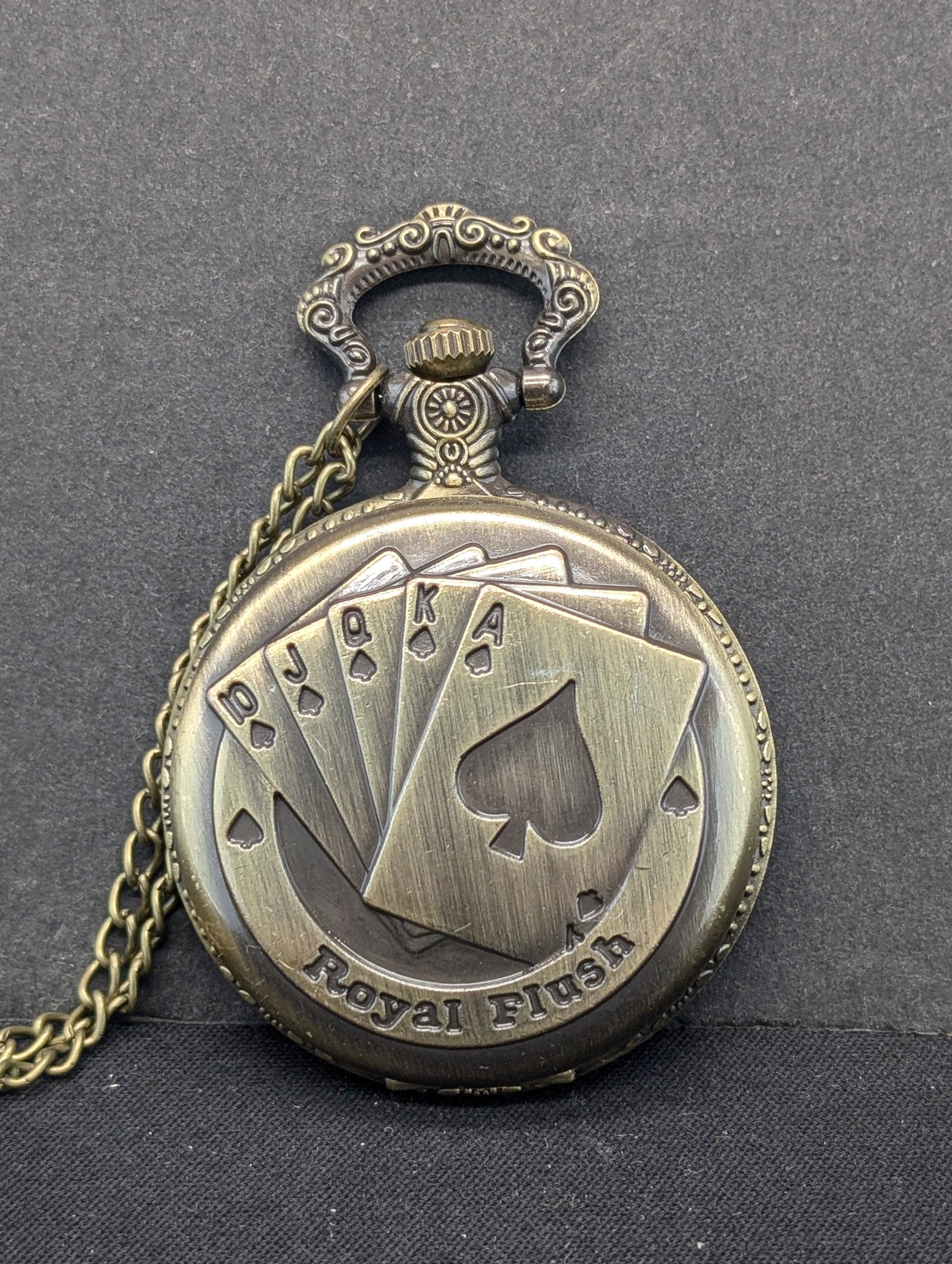 Royal Flush Poker Hand Pocket Watch w/Chain. Working: Royal Flush Poker Hand Pocket Watch w/Chain. Working