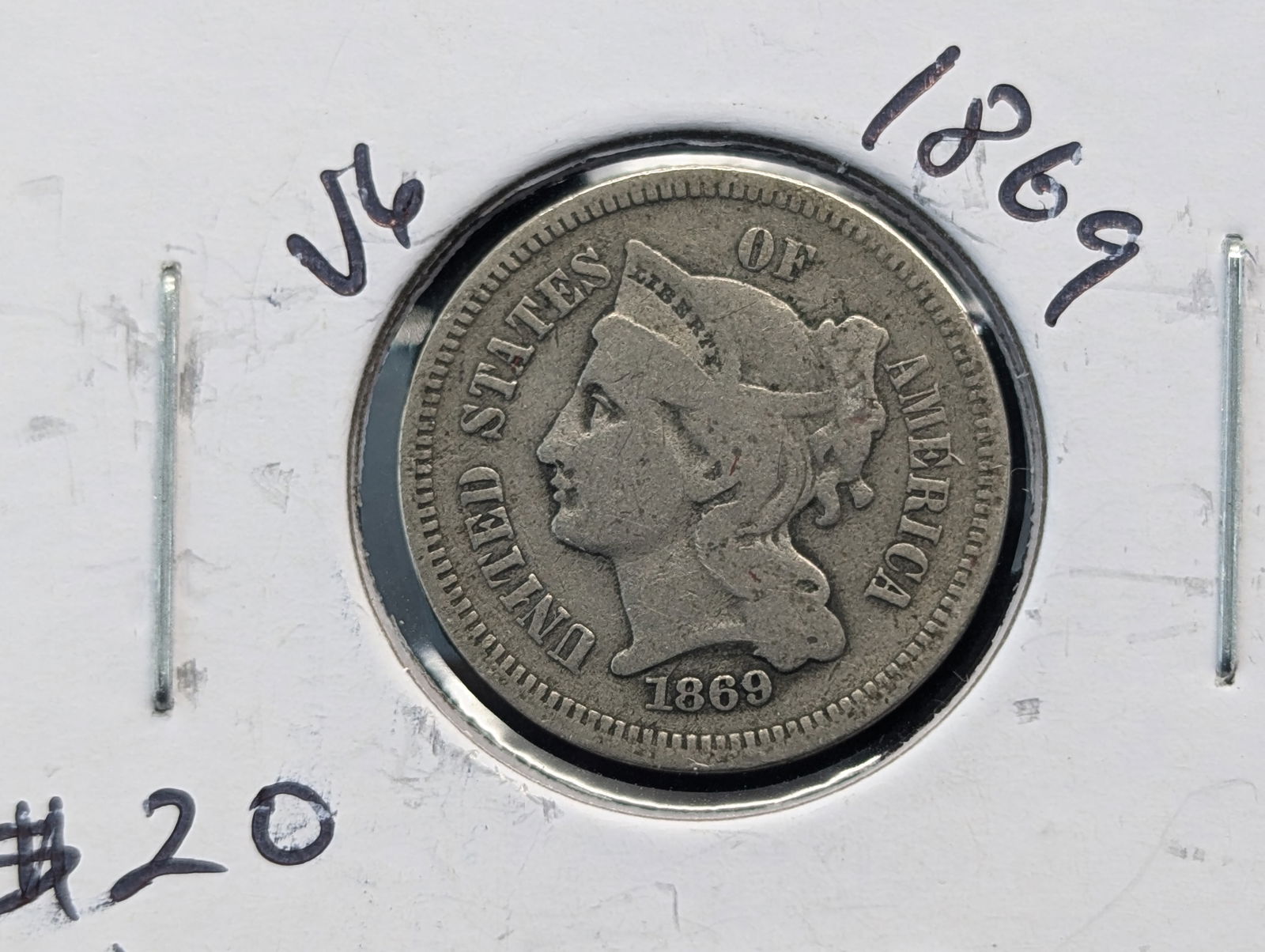 1869 Three Cent Piece - 155 Years Old - Nice Details (1 of 3)