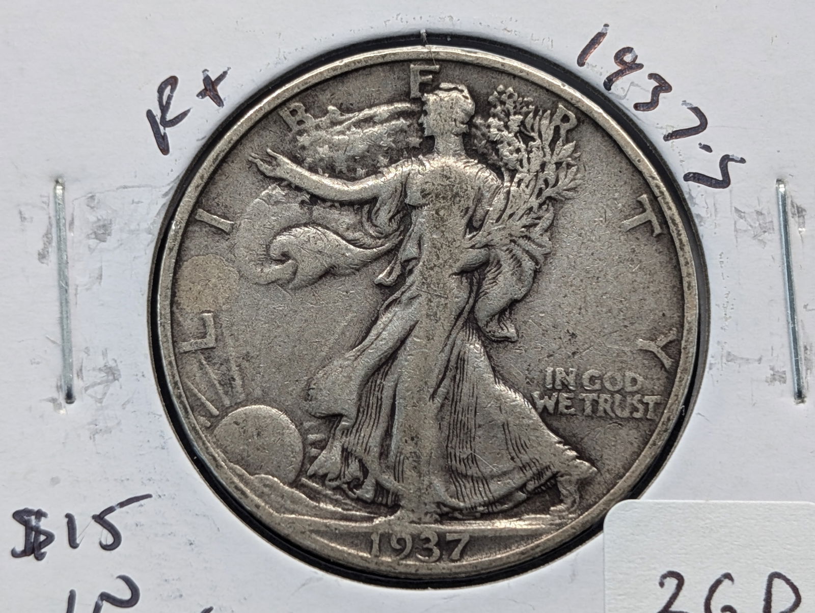 1937-S Silver Walking Liberty half Dollar - Better Grade - Nice Details (1 of 3)