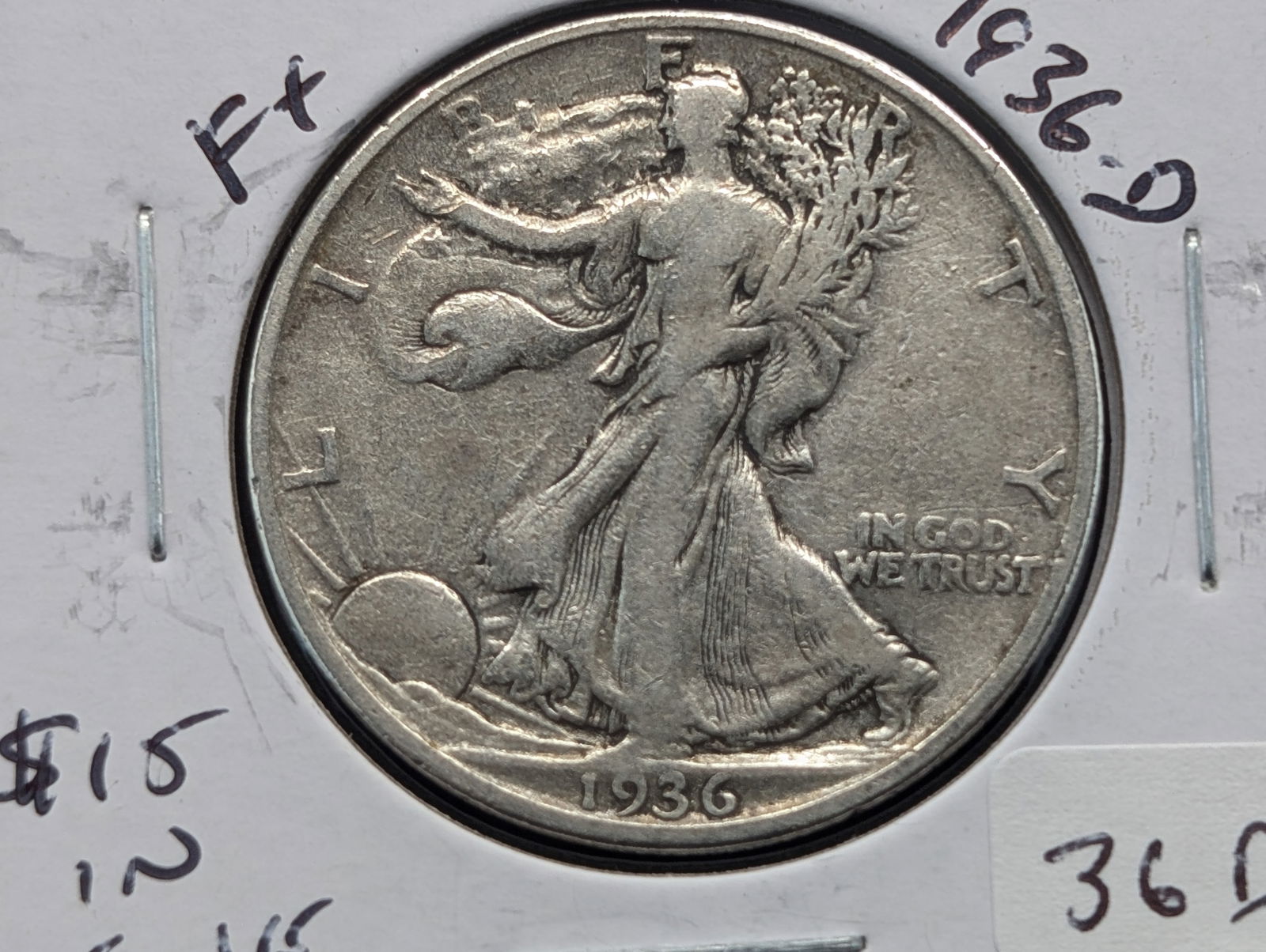 1936-D Silver Walking Liberty half Dollar - Better Grade - Nice Details (1 of 3)