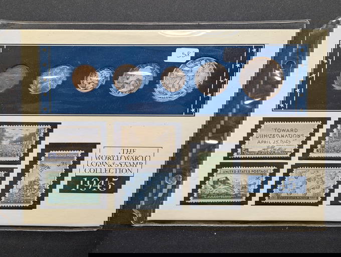 1945 Page For Wwii Stamp & Coin Book
