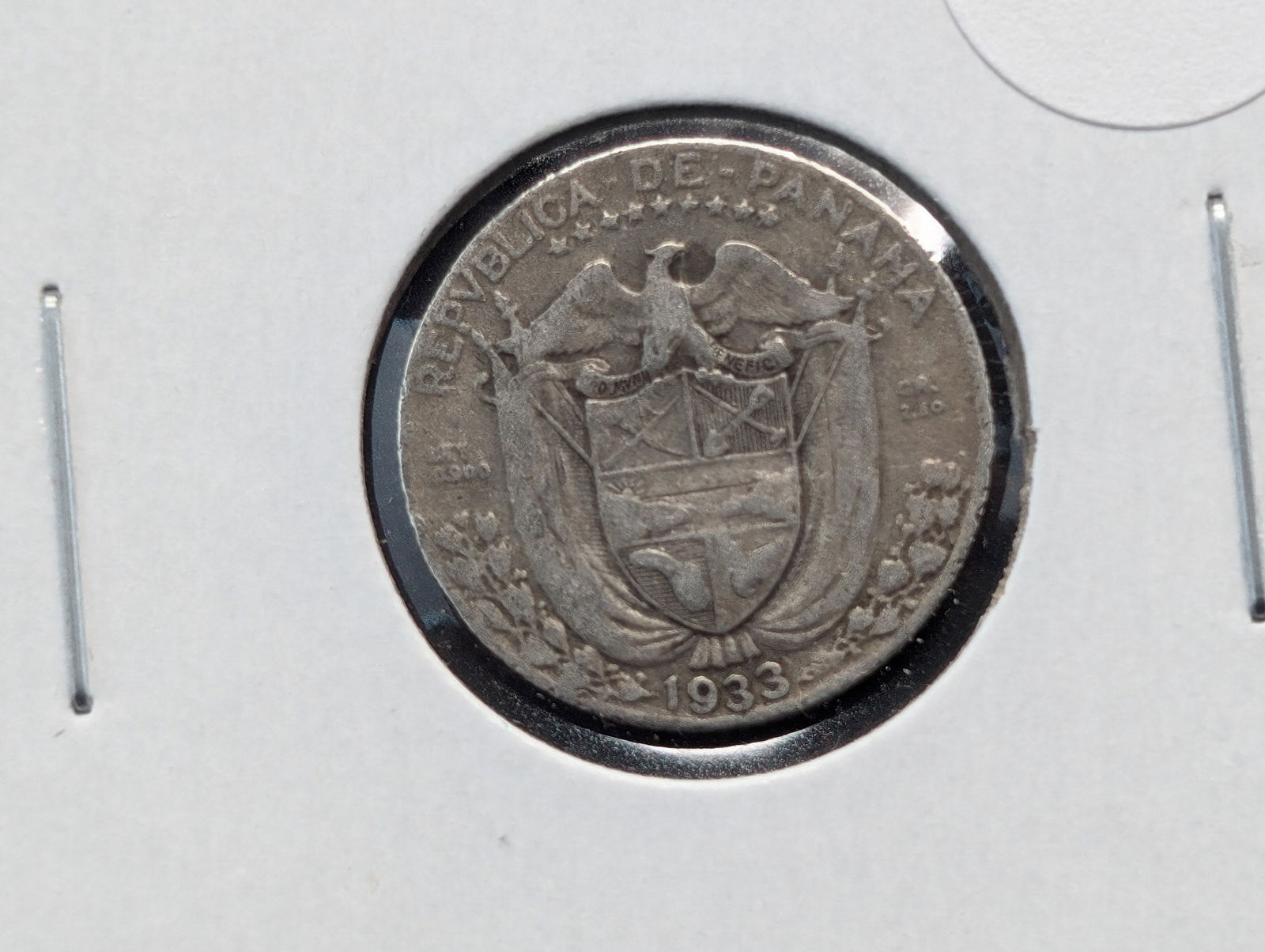 1933 Panama 90% Silver 1/10 Balboa. SCARCE 100k Minted. Low Mintage (1 of 3)