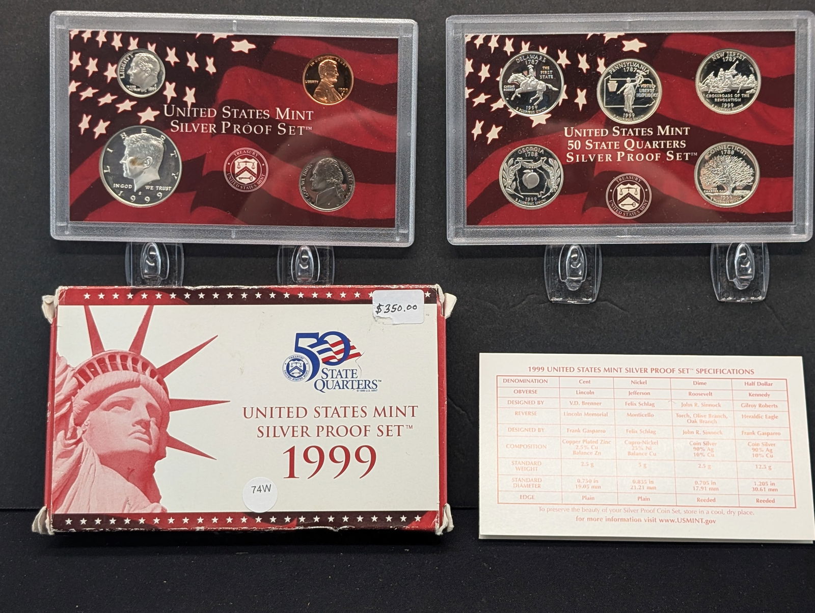 1999-S U.S. Mint SILVER Proof Set- First Year State Quarters (1 of 6)
