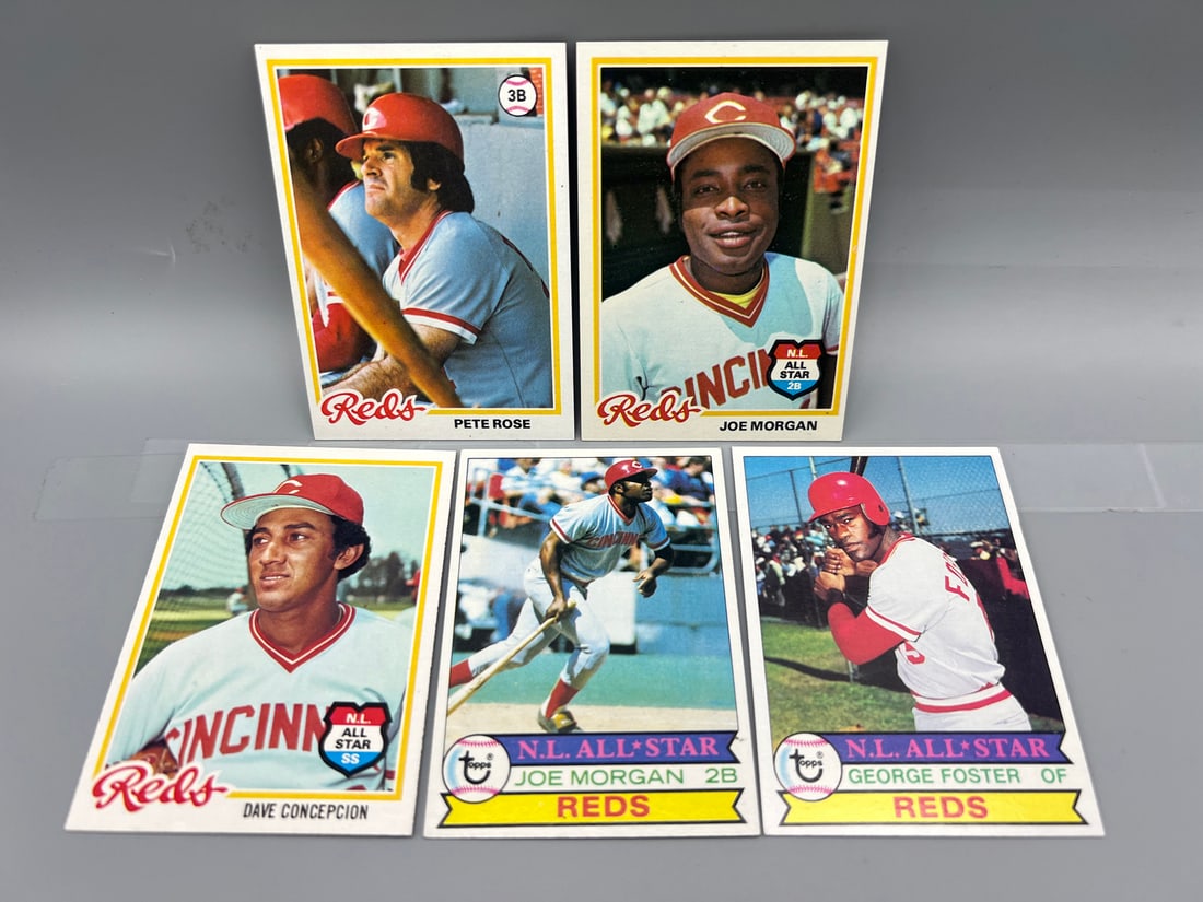 Lot of (5) 1978 & 1979 Topps Cincinnati Reds Baseball Star Player Cards - Varying Conditions - Pete (1 of 2)