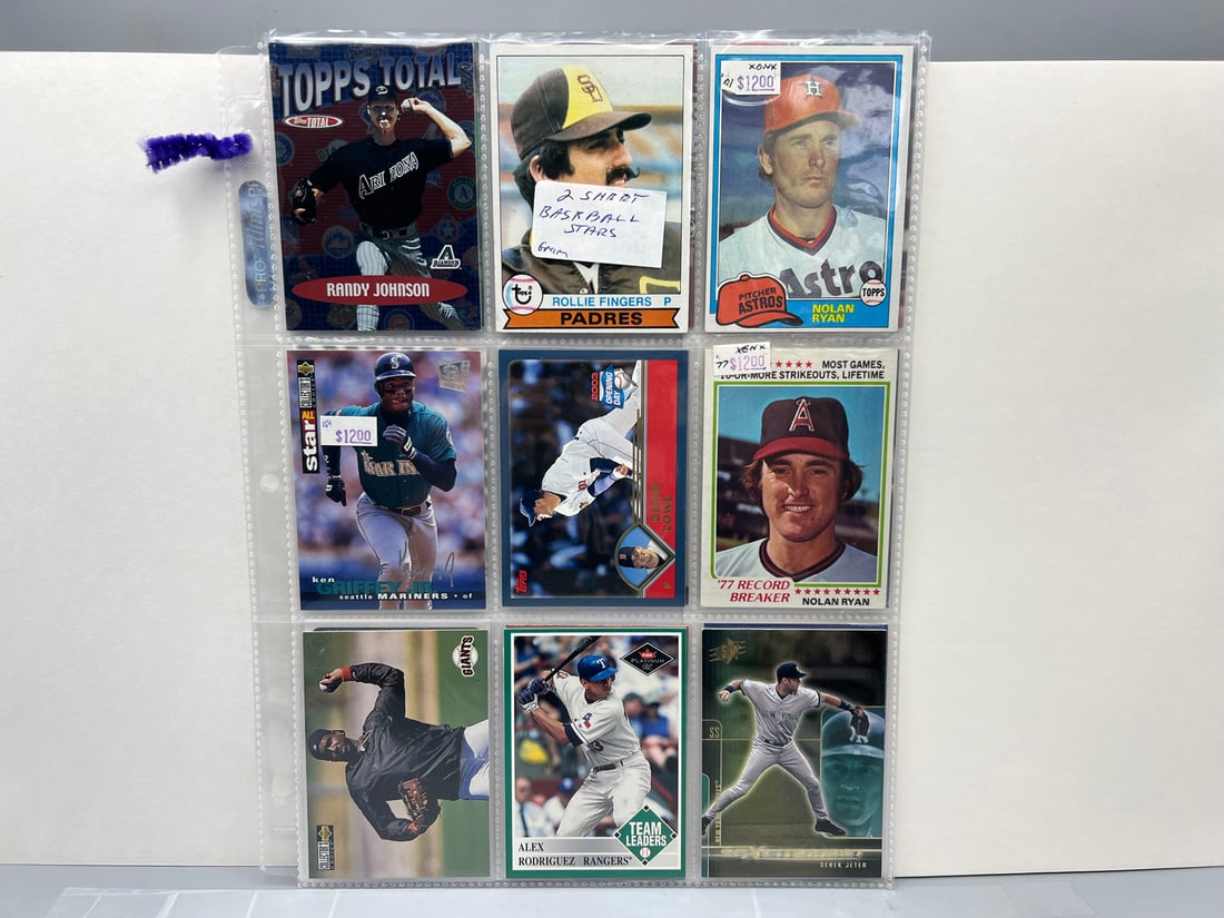 Lot of (18) Assorted Baseball Star Player Cards - Varying Conditions - Nolan Ryan, Ken Griffey Jr, (1 of 2)
