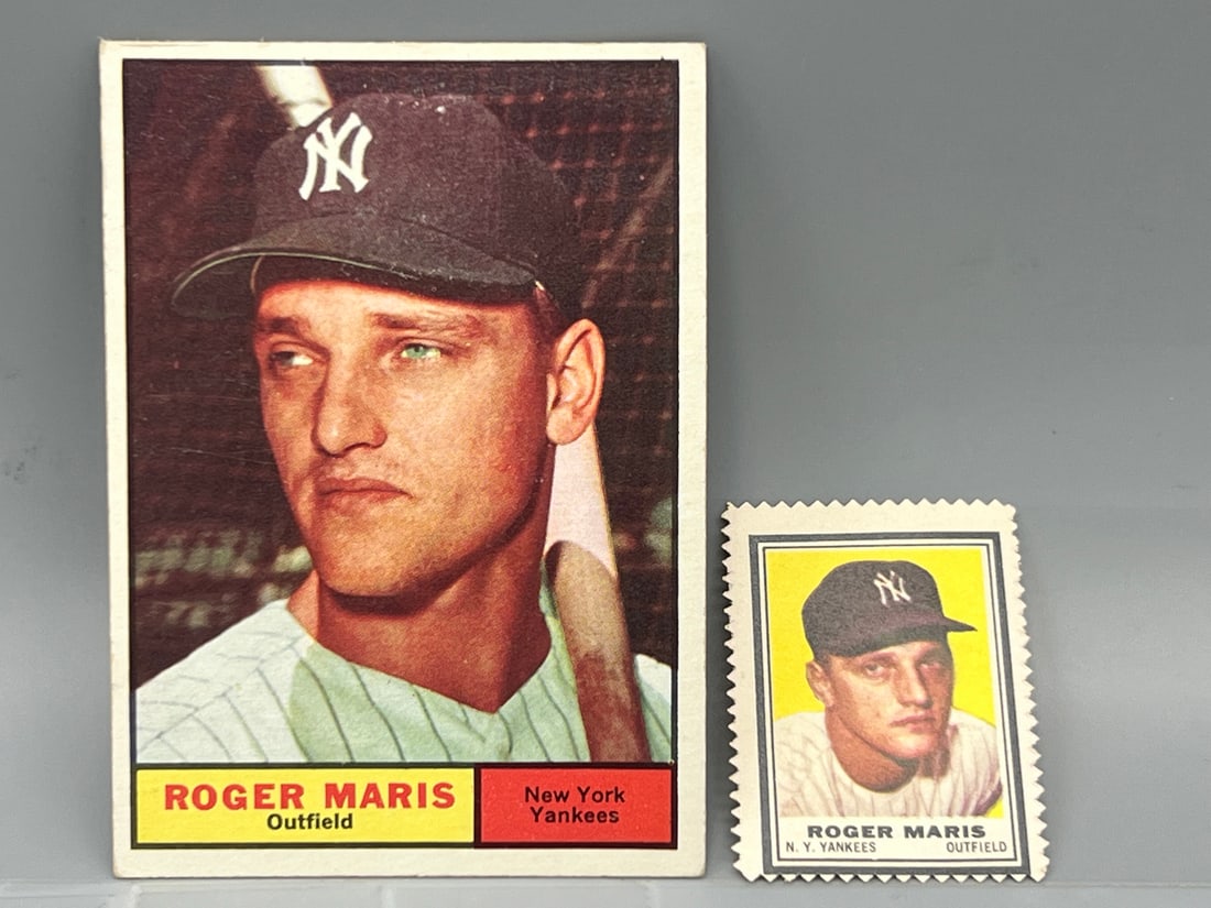 1961 TOPPS #2 ROGER MARIS w/ 1962 TOPPS STAMP (1 of 3)