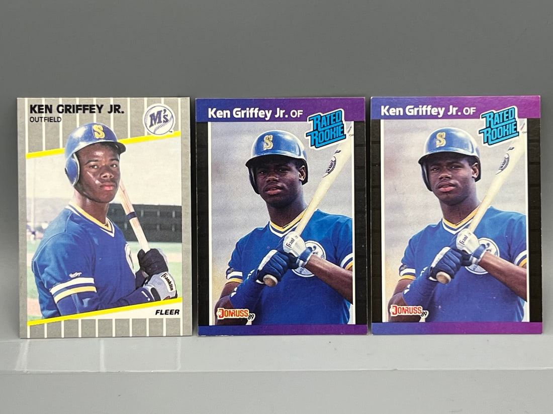 Lot of (3) Ken Griffey Jr. Baseball Rookie Cards - Varying Conditions: Lot of (3) Ken Griffey Jr. Baseball Rookie Cards - Varying Conditions