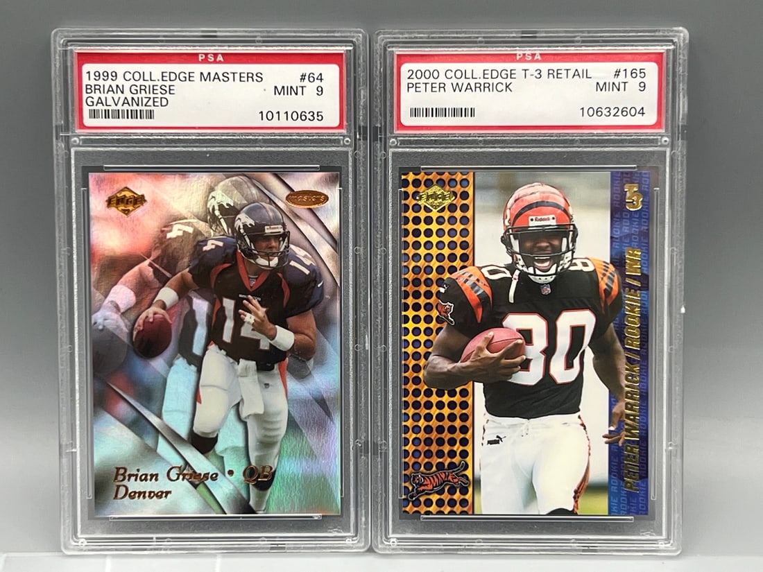 1999 Collector's Edge Masters Brian Griese Galvanized #/1000 PSA Mint 9 & 2000 Collector's Edge T-3 (1 of 2)