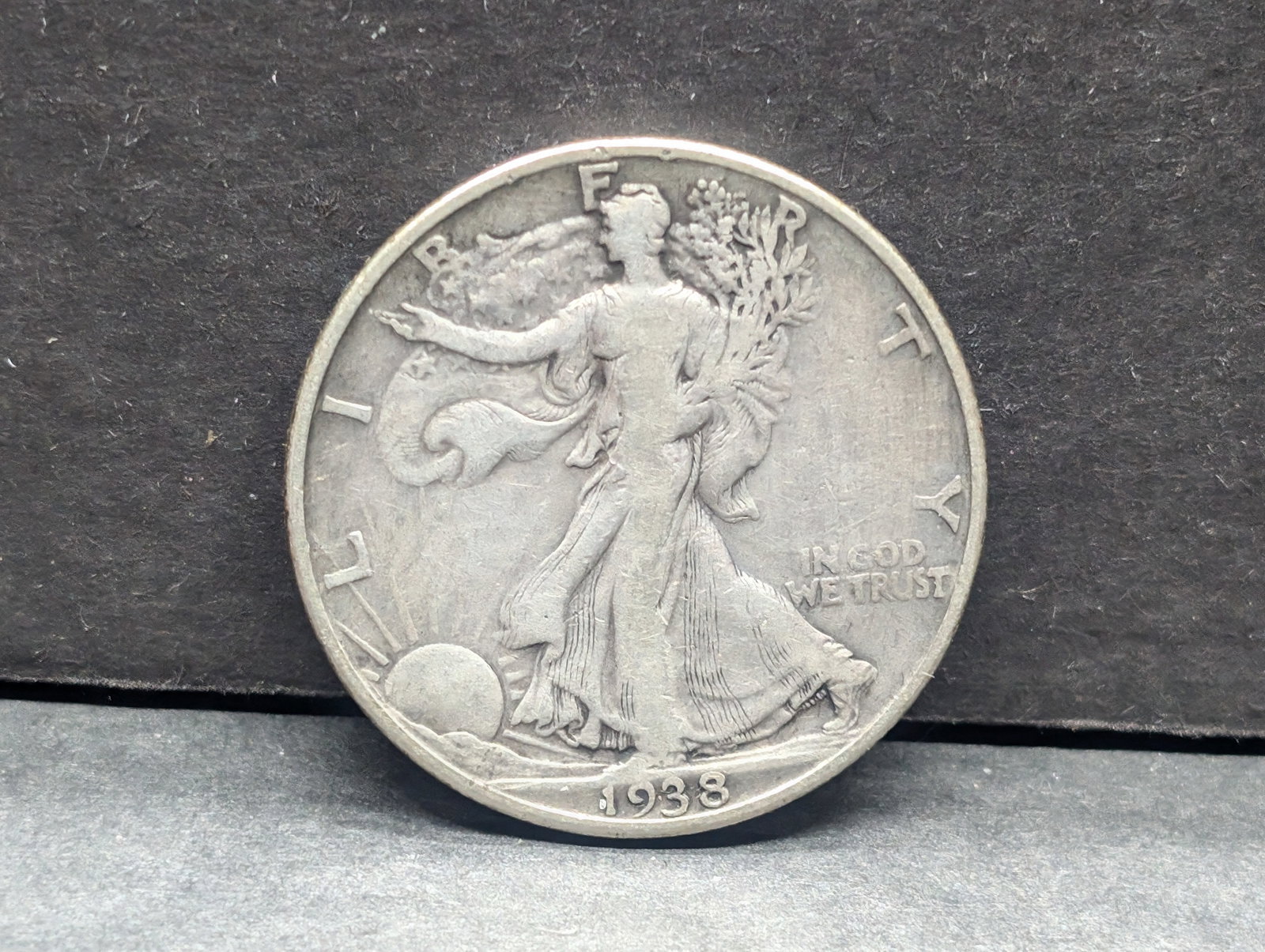 1938-D Walker. Low mintage of 491,600. Key date in original nice VF.: 1938-D Walker. Low mintage of 491,600. Key date in original nice VF.