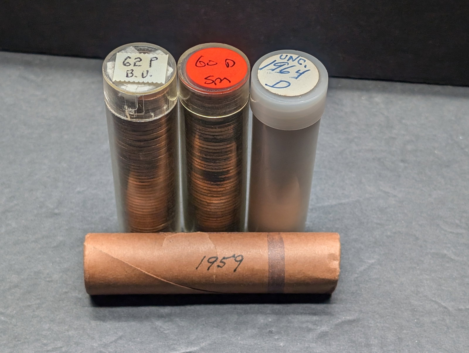 Four Choice/GEM Red BU rolls of Lincolns: 1959 in paper, 60-D Small Date, 62 P, and 64-D.: Four Choice/GEM Red BU rolls of Lincolns: 1959 in paper, 60-D Small Date, 62 P, and 64-D.