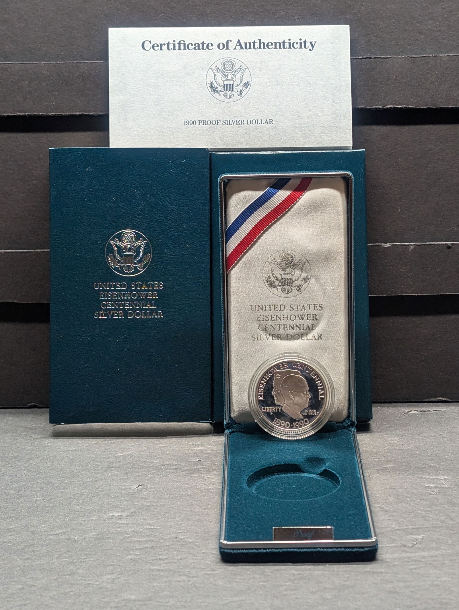 1990-P PROOF Eisenhower Centennial Commem Silver Dollar in OGP w/ COA (1 of 4)