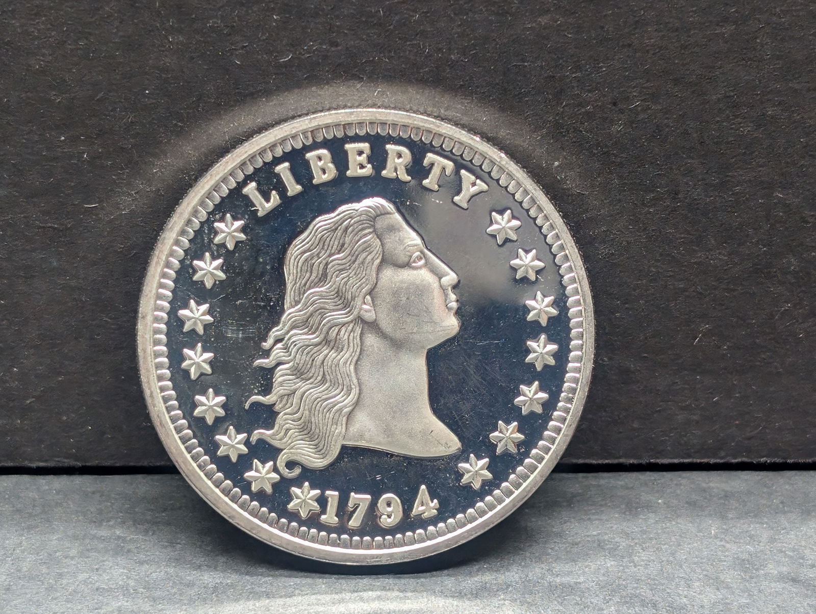 1 Troy Oz. .999 FINE SILVER 1794 Flowing Hair Half Dollar Designed Coin (1 of 2)
