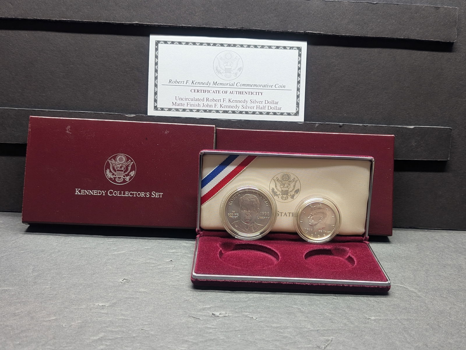 1998-S UNC Robert F. Kennedy & MATTE John F. Kennedy Commem 2-Coin Set in OGP w/ COA (1 of 4)