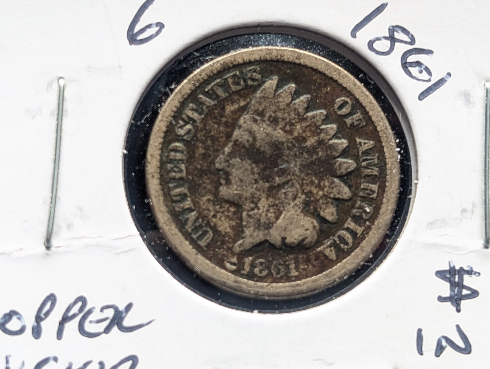 1861 CN - Indian Head Penny - Civil War Era -  Semi Key Date (1 of 3)