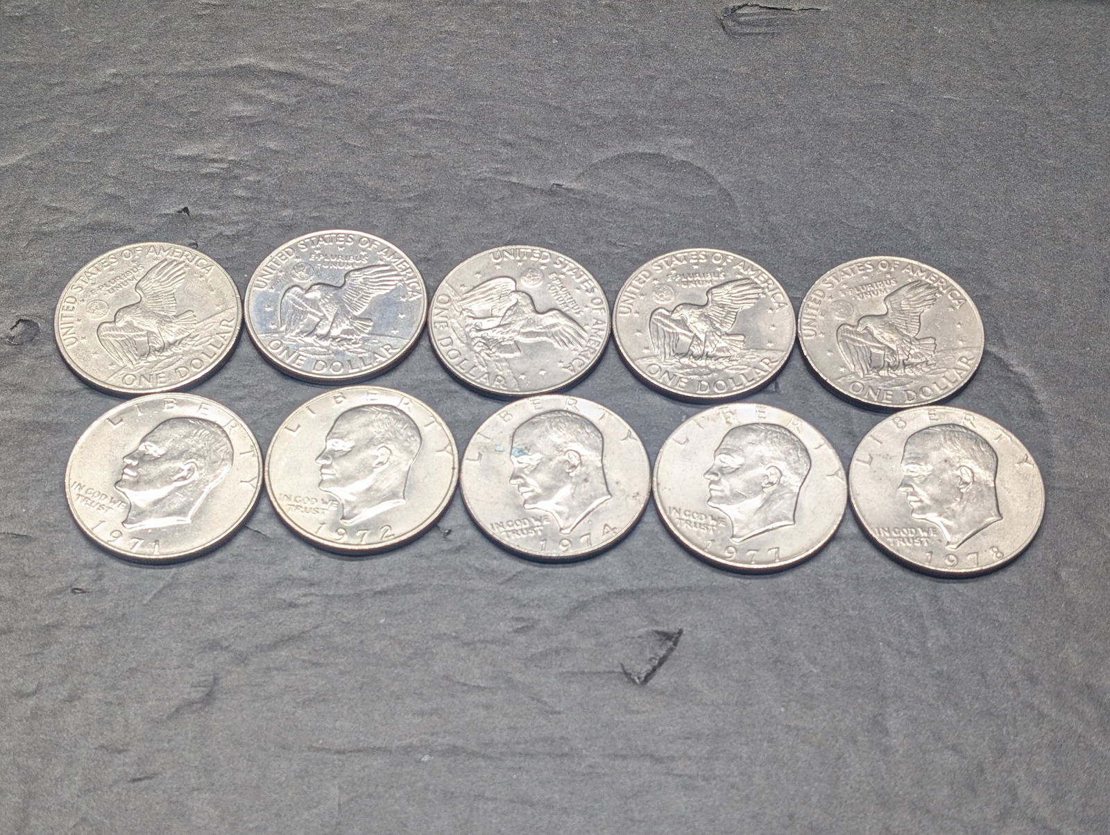 10 Ike Dollars- 2 1971, 2 72, 2 72, 2 77, 2 78 (1 of 5)