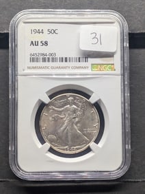 1944 Walking Liberty Half Dollar NGC Graded AU58