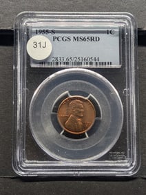 1955-S Lincoln Wheat Cent PCGS Graded MS65RD
