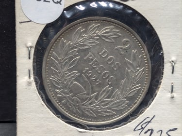1927 Chile 2 Pesos- 50% Silver