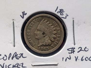 1863 CN - Indian Head Penny - Civil War Era -  Nice Details
