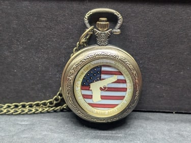 The Second Amendment Patriotic Pocket Watch w/Chain. Working