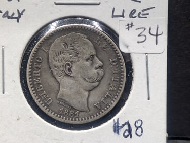 1881 Silver Italy 2 Lire