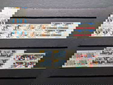 7 Plate Block Airmail Stamps- Mint, Never Hinged