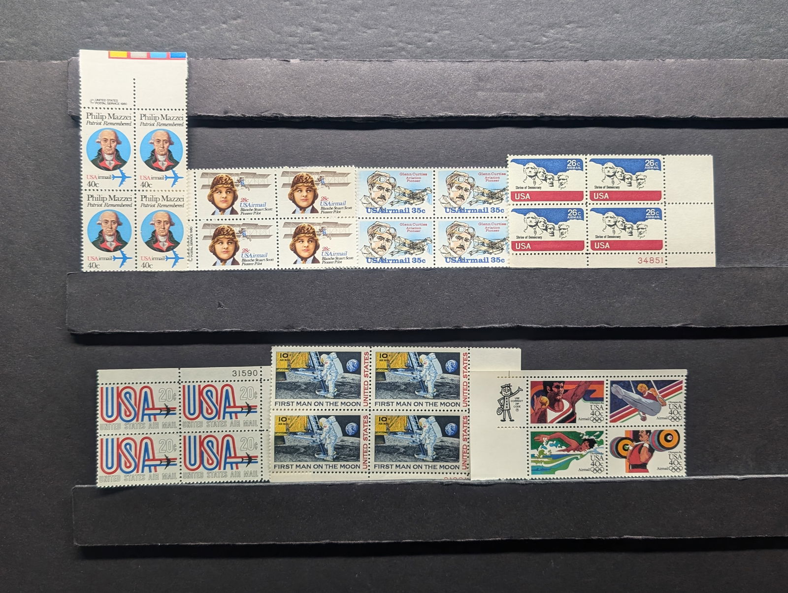 7 Plate Block Airmail Stamps- Mint, Never Hinged (1 of 5)