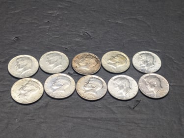 10 40% Kennedy Half Dollars- 2 1965, 2 66, 2 67, 2 68, 2 69
