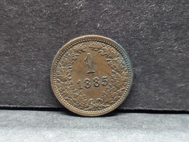 1885 (XF/High Grade) Austro-Hungarian Empire Coin, 2 Heller, Harder to Find, 139 Years Old!