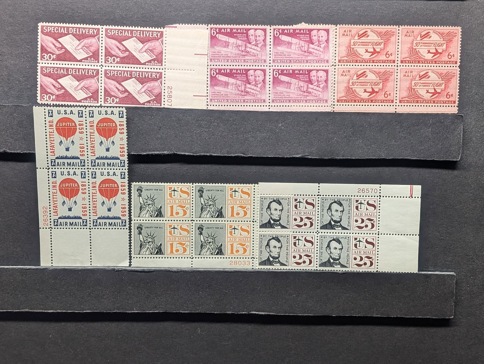 6 Plate Block Airmail Stamps- Mint, Never Hinged (1 of 4)