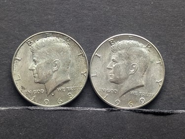 1968-D & 1969-D 40% Silver Kennedy Half Dollars