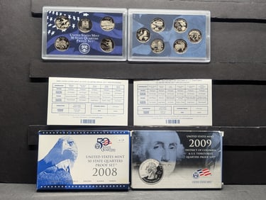 2008-S & 2009-S U.S. Territories Proof Quarter Sets - Last Year for State Quarters