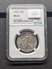 1943-S Walking Liberty Half Dollar NGC Graded MS62