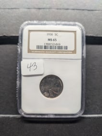 1936 Buffalo Nickel NGC Graded MS65