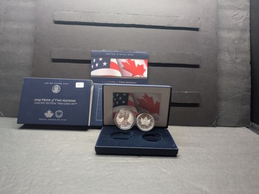2019 Pride of Two Nations 2-Coin Set- 2019-W Enhanced Rev PR Silver Eagle & 2019 Modified PR