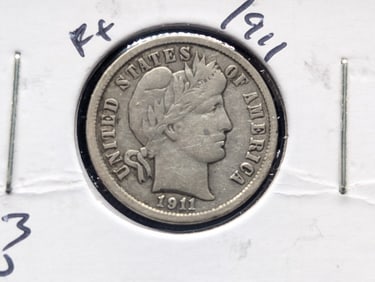 1911 Silver Barber Dime - Better Grade - Full Liberty