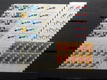 5 Plate Block Stamps of 10- Mint, Never Hinged