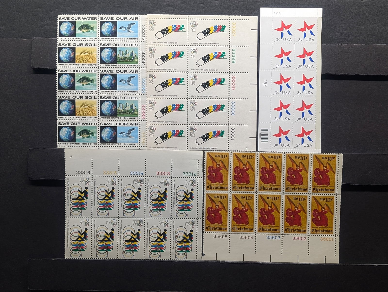 5 Plate Block Stamps of 10- Mint, Never Hinged (1 of 6)