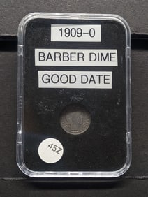 Slabbed 1909-O Barber Dime