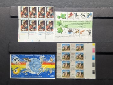 4 Plate Block Stamps of 8- Mint, Never Hinged