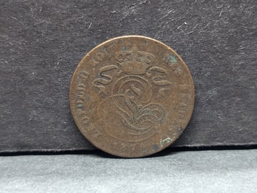 1874 (Low Mintage/Nice Grade) Belgium 2 Cents, Rare This Old, Fait La  Force, 150 Years Old!