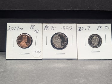 2017-S Proof Lincoln Cent, Jefferson Nickel, Roosevelt Dime