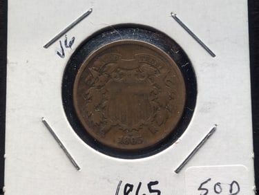 1865 Two Cent Piece - 159 Years Old - Nice Details