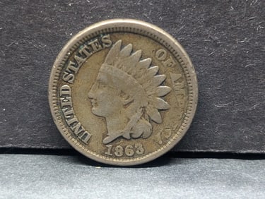 1863 ($25 at Good), Indian Head Penny, Civil War Era, 161 Years Old!