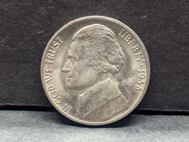1938-D KEY DATE GEM BU Jefferson Nickel
