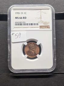 1951-D Lincoln Wheat Cent NGC Graded MS66 RD