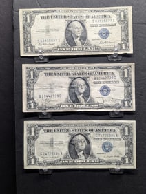 1935-C, 1935-F, 1957-A Blue Seal $1 Silver certificates