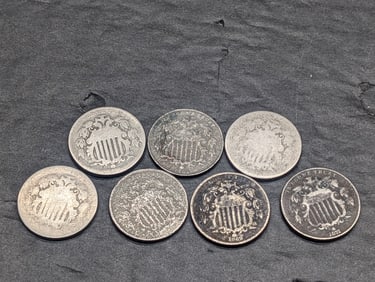 7 Mixed Date Shield Nickels