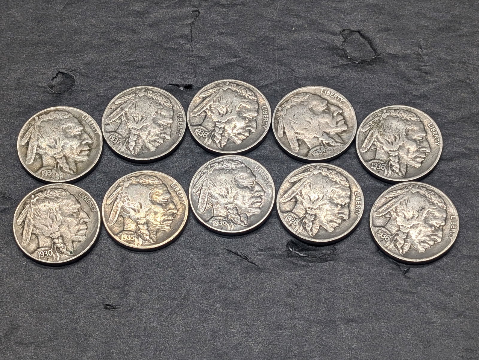 10 Mixed Buffalo Nickels Full Dates (1 of 4)